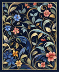 Dark Floral Tapestry Pattern Rug