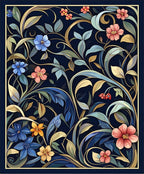 Dark Floral Tapestry Pattern Rug