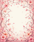 Soft Pink Blossom Vine Border Rug