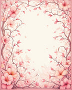 Soft Pink Blossom Vine Border Rug