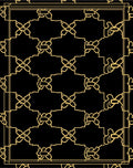 Golden Geometric Floral Patterned Rug