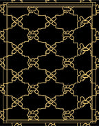 Golden Geometric Floral Patterned Rug