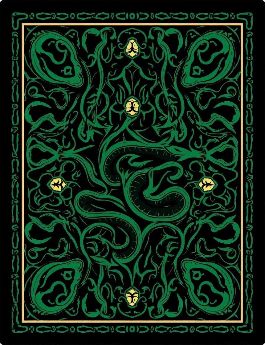 Mystical Green Serpent Floral Pattern Rug