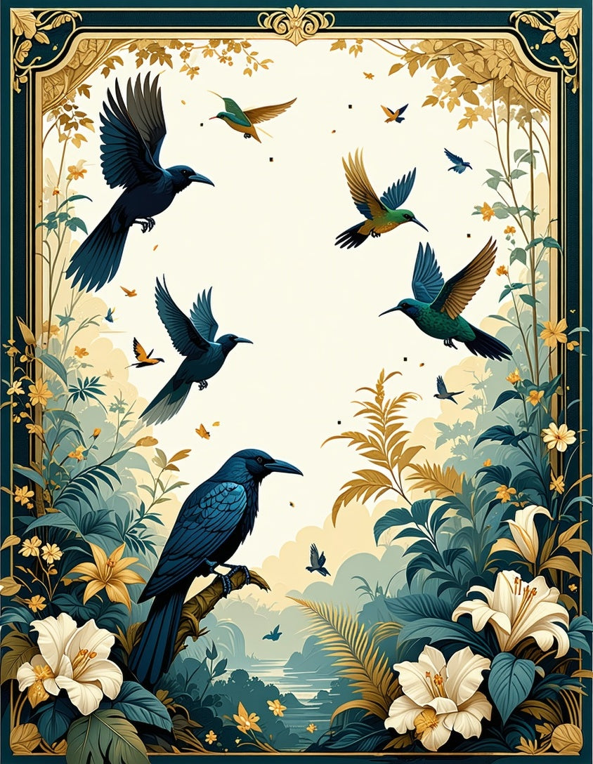 Nature Birds Floral Whimsical Design Rug