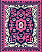 Vibrant Pink Floral Medallion Design Rug