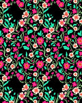 Vibrant Floral Vines With Black Background Rug