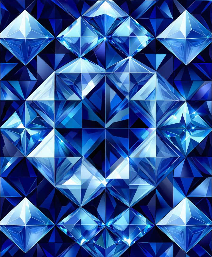 Shimmering Blue Faceted Geometric Style Rug