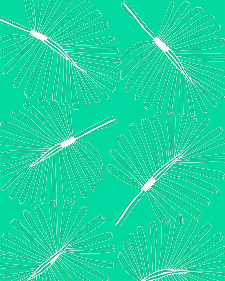Abstract Teal Green Leaf Pattern Rug