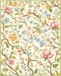 Charming Blush Pink Blue Blossom Vines Rug
