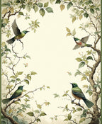 Whimsical Birds Branches Nature Design Rug