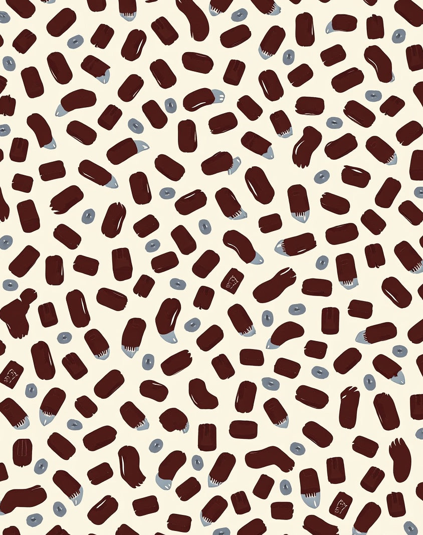 Abstract Maroon Bean Circle Motif Rug
