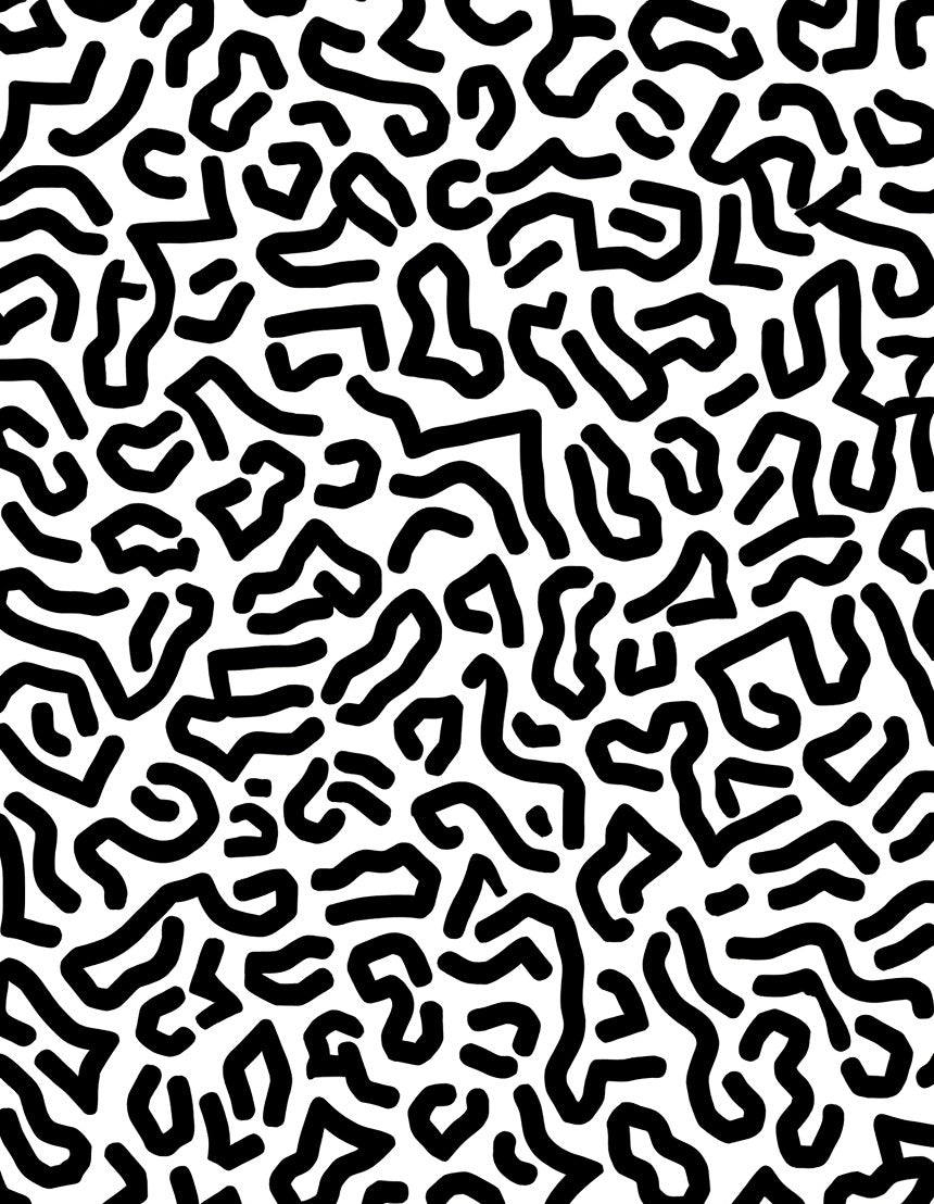 Abstract Black White Organic Swirls Rug