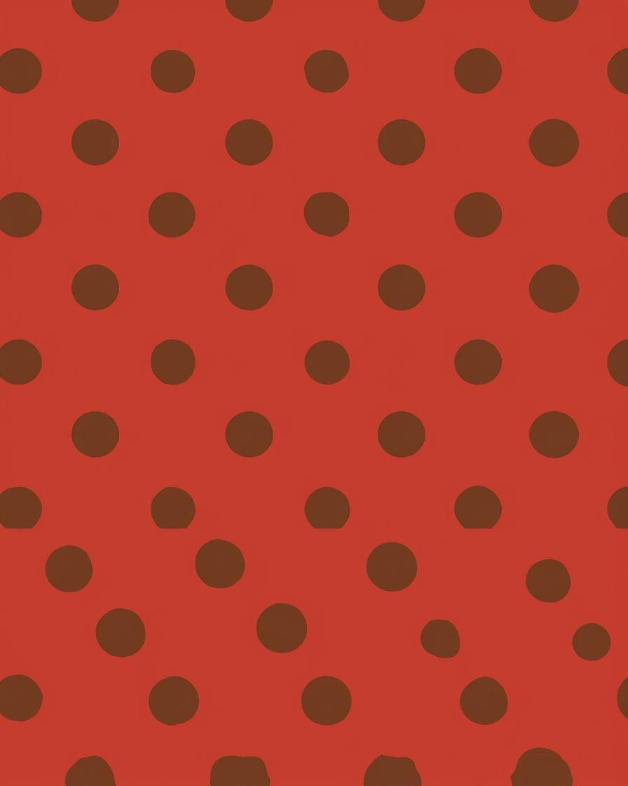 Classic Red Brown Polka Dot Pattern Rug