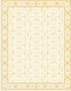 Elegant Cream Golden Scroll Pattern Rug