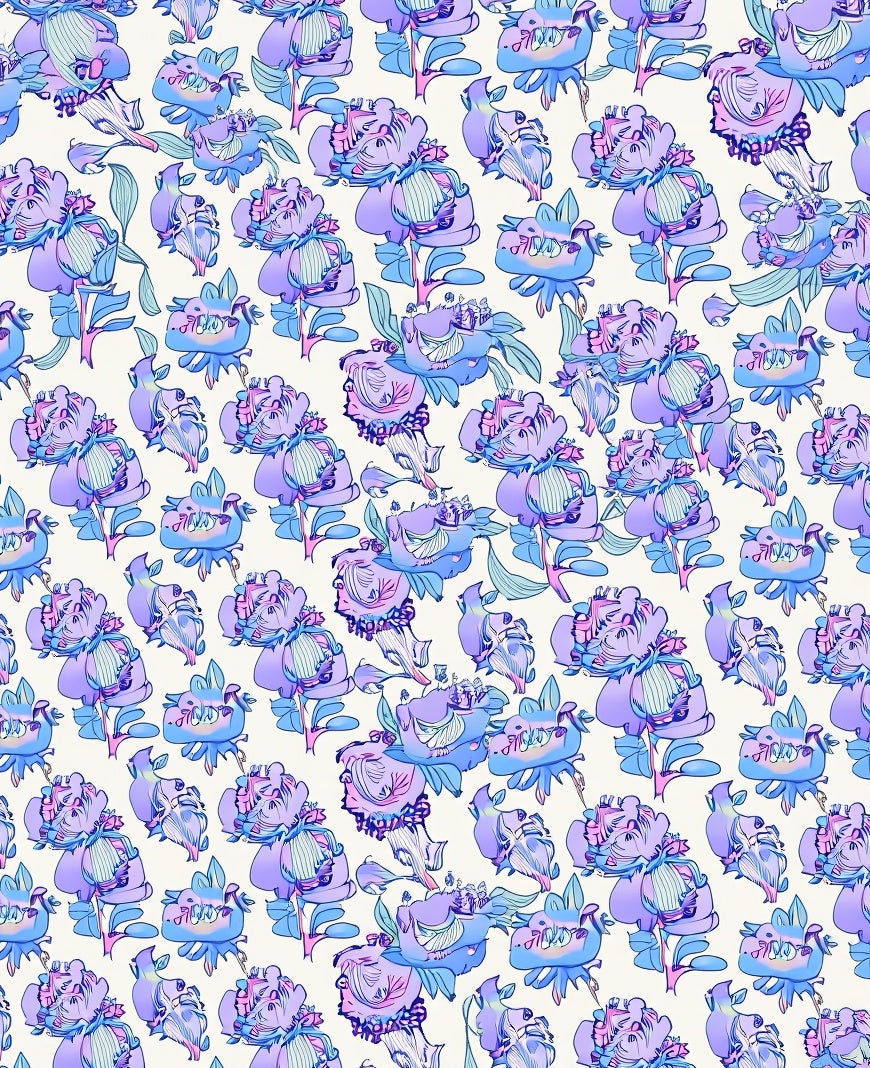 Pastel Floral Patterned Artistic Rug