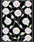 Light Floral Vines Black Pattern Rug