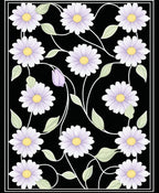 Light Floral Vines Black Pattern Rug
