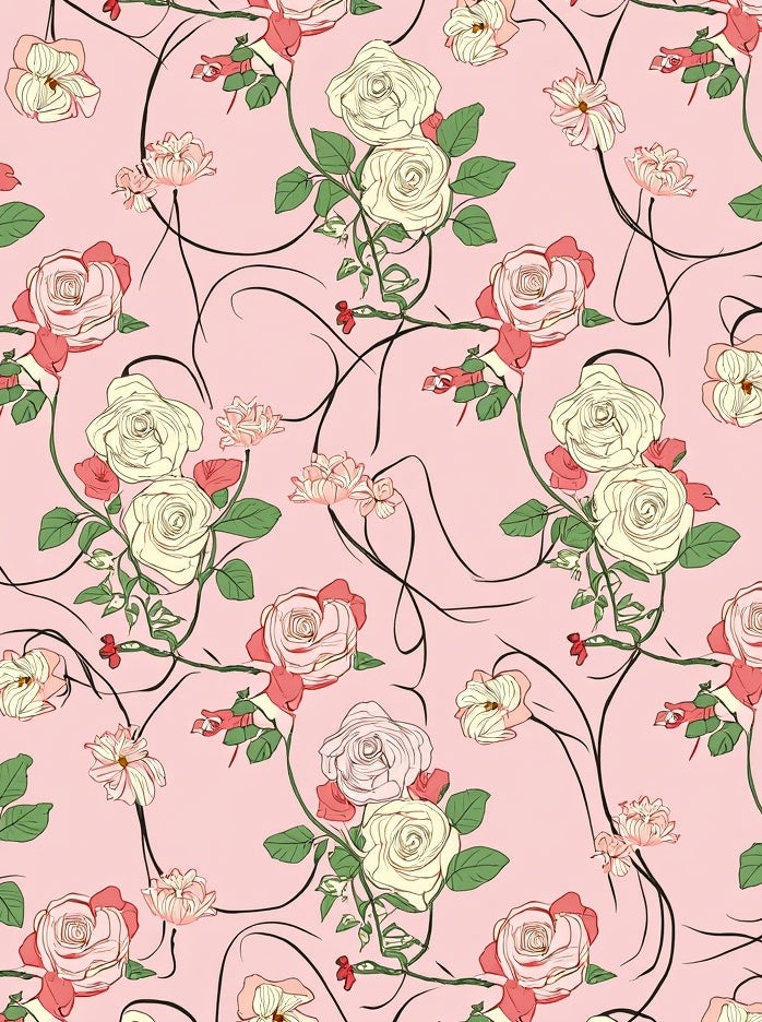 Rose Vine Romantic Floral Design Rug