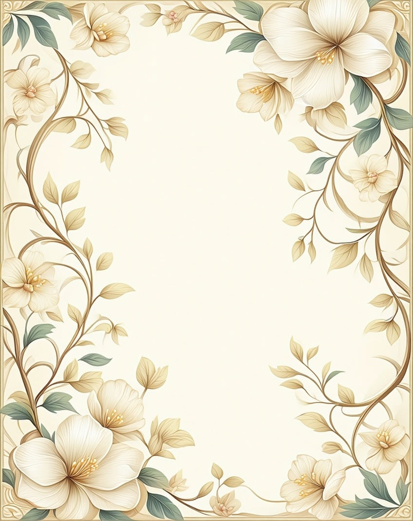 Cream Floral Vine Pattern Rug