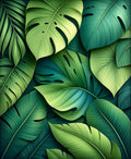 Lush Green Tropical Leaf Pattern Rug