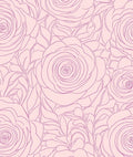 Delicate Pink Rose Outline Pattern Rug