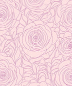 Delicate Pink Rose Outline Pattern Rug