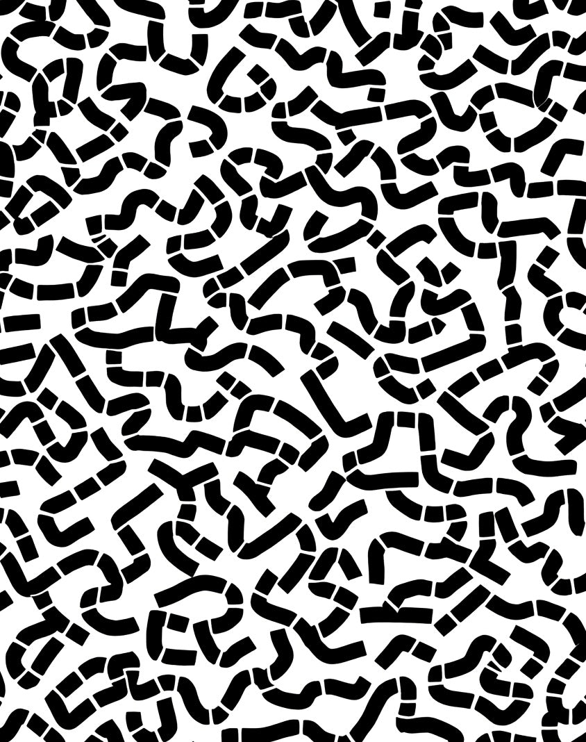 Abstract Black Tube Maze Pattern Rug