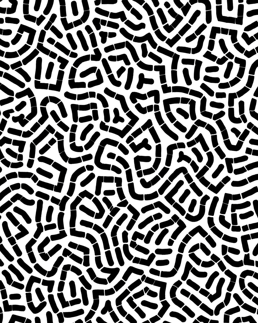 Abstract Black White Line Pattern Rug