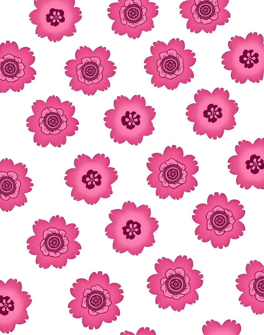 Bold Pink Floral Pattern Rug