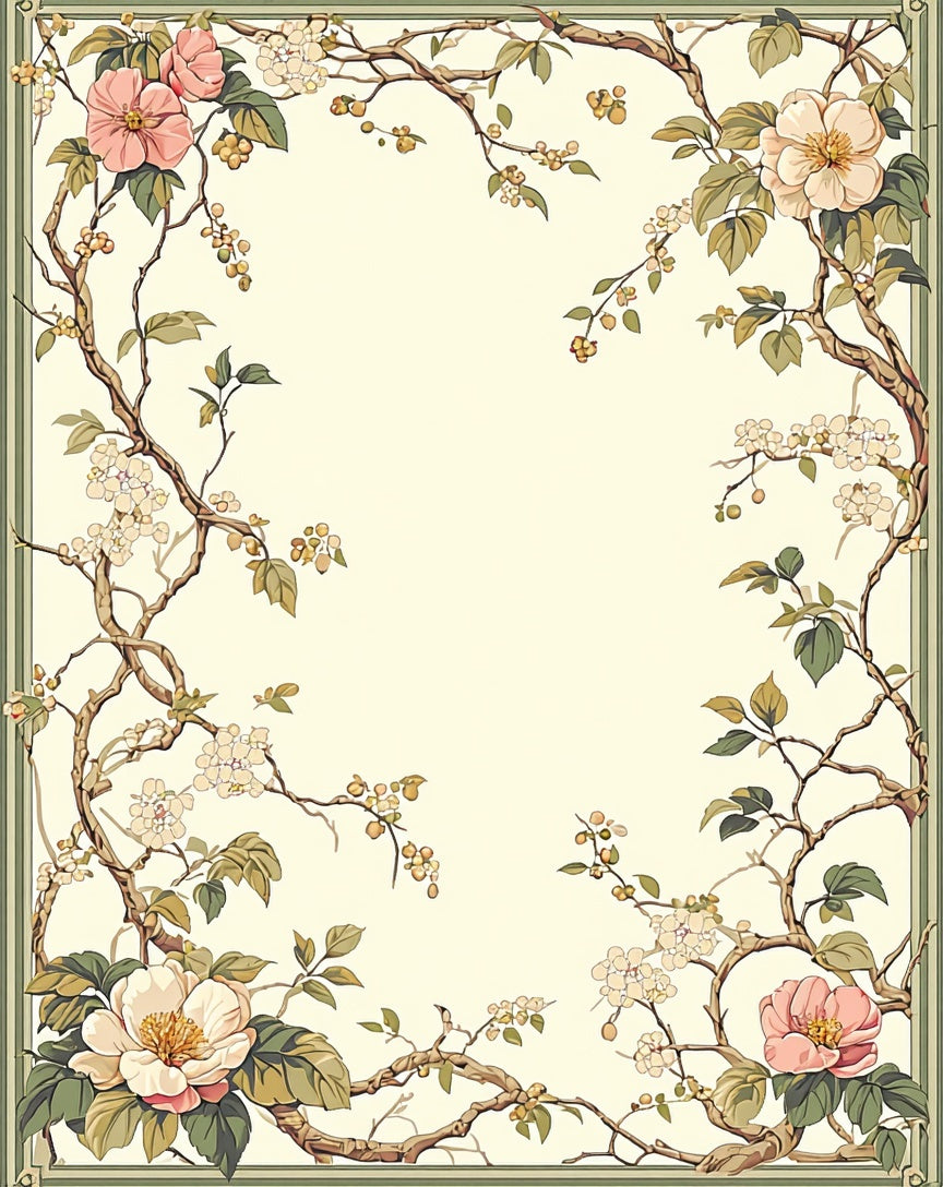 Vintage Floral Branch Design Rug