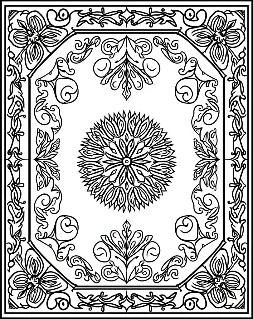 Vintage Floral Mandala Garden Design Rug