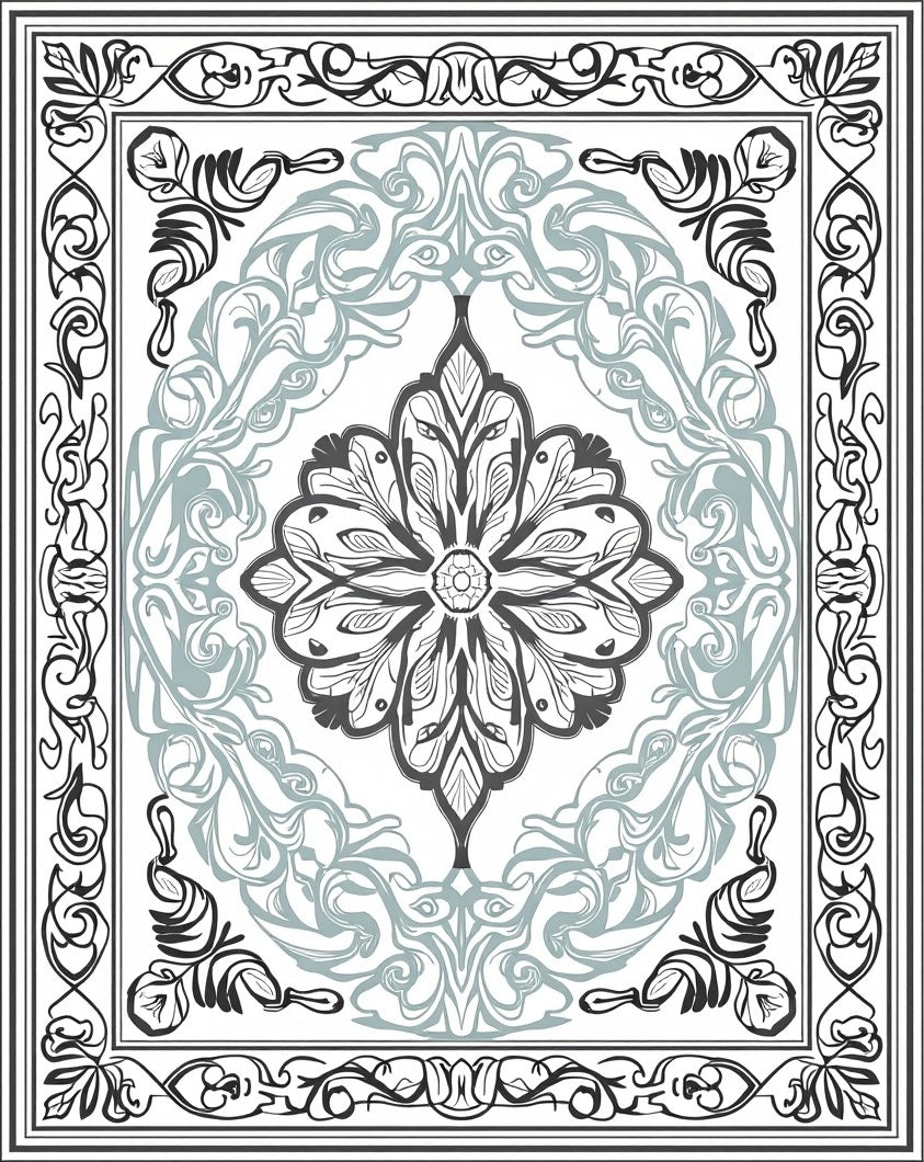 Vintage Floral Scrollwork Pattern Rug