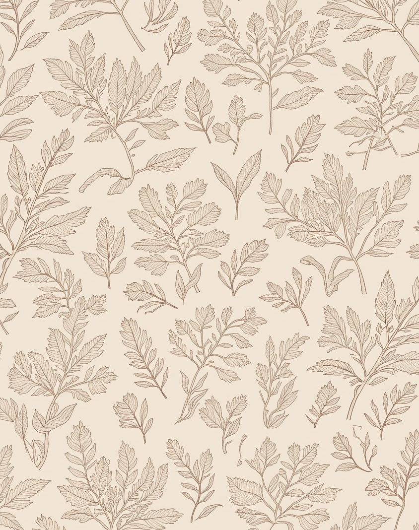 Botanical Line Art Branches Pattern Rug