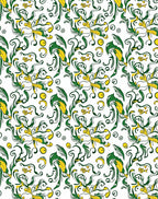 Emerald Gold Flowing Floral Swirls Rug