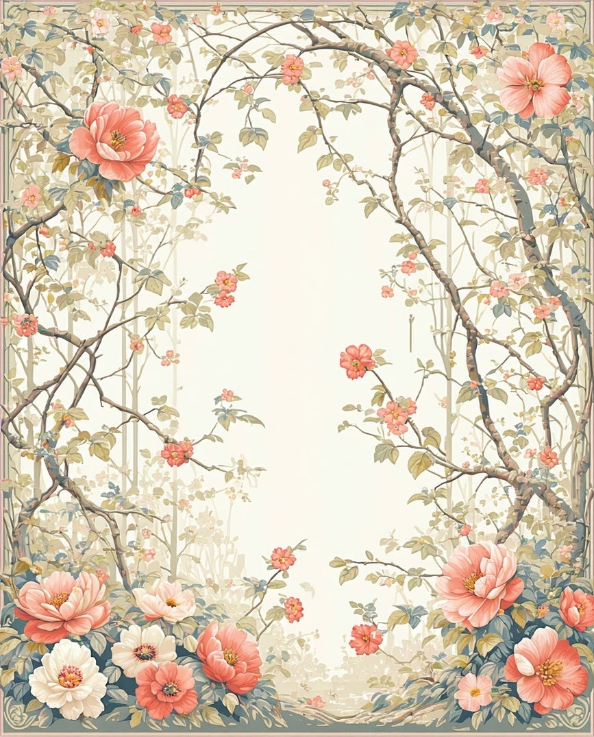 Elegant Floral Arch Botanical Pattern Rug