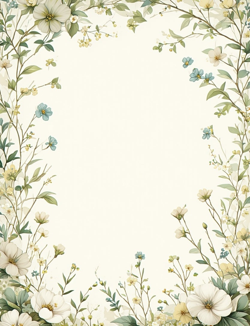 Whimsical Floral Vines Botanical Pattern Rug