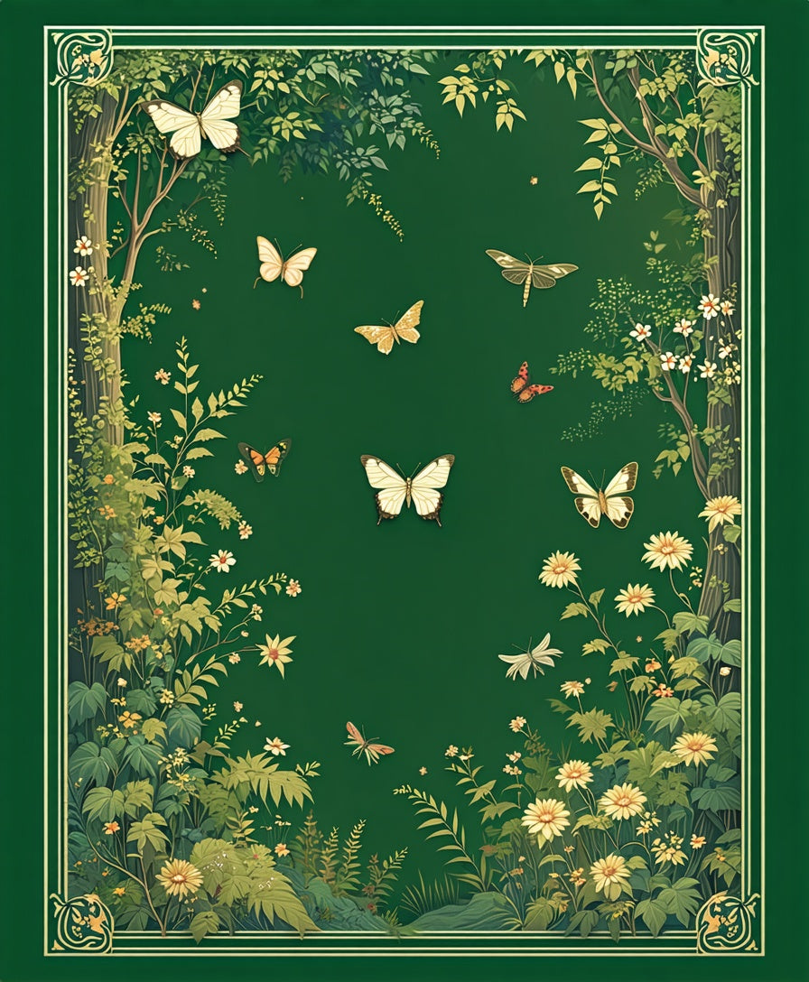 Enchanted Garden Butterfly Floral Design Rug