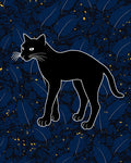 Black Cat In Jungle Pattern Rug