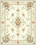 Cream Floral Swirl Traditional Rug