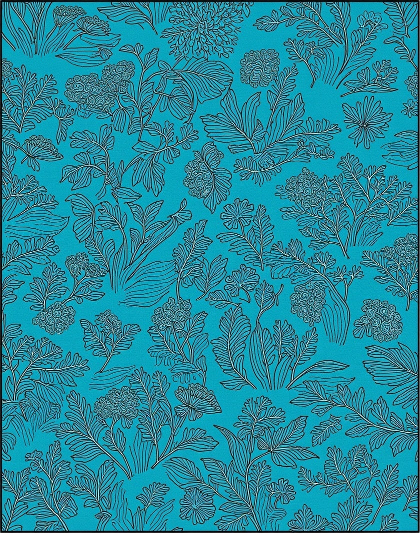Abstract Botanical Floral Outline Rug