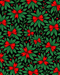 Festive Red Bow Holly Leaf Rug