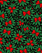Festive Red Bow Holly Leaf Rug
