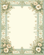 Vintage Floral Bouquet Stripe Border Design Rug
