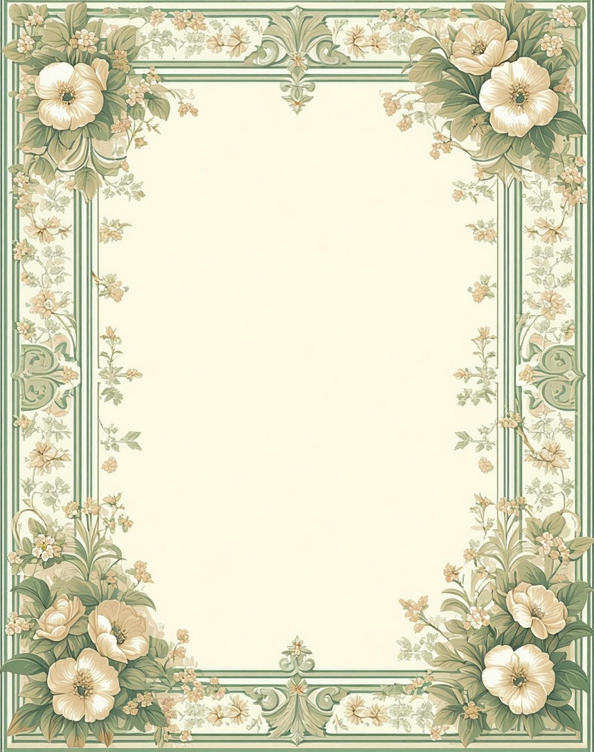 Vintage Floral Bouquet Stripe Border Design Rug