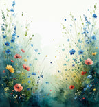 Whimsical Wildflower Meadow Watercolor Design Rug