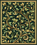 Opulent Gold Green Scroll Vine Rug
