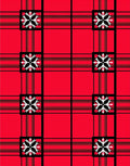 Red Black Plaid Snowflake Square Rug
