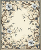 Floral Vine With White Flowers Rug