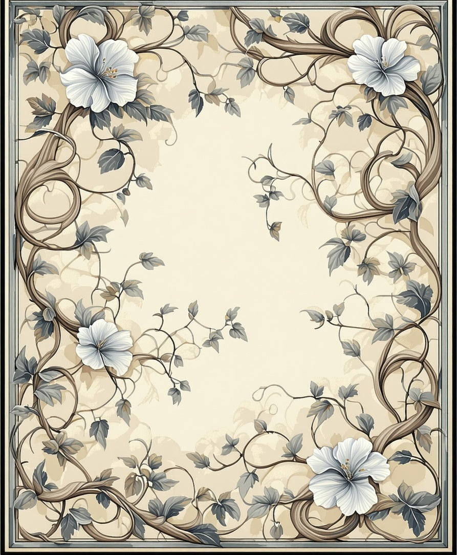 Floral Vine With White Flowers Rug