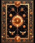 Abstract Geometric Gold Insect Pattern Rug
